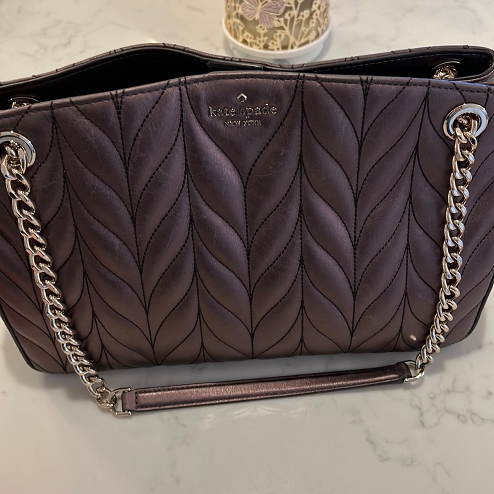 Kate spade briar lane quilted shoulder bag in metallic oat